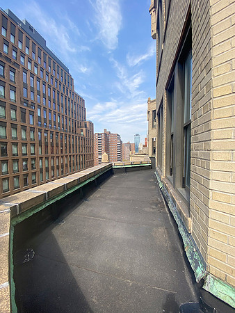 Outdoor balcony area available for quick environmental portraits at a Chelsea photo studio rental