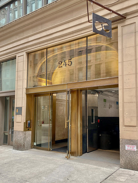 Attended lobby entrance to a Chelsea NYC photography studio available by request for photographers needing portrait and small shoot space